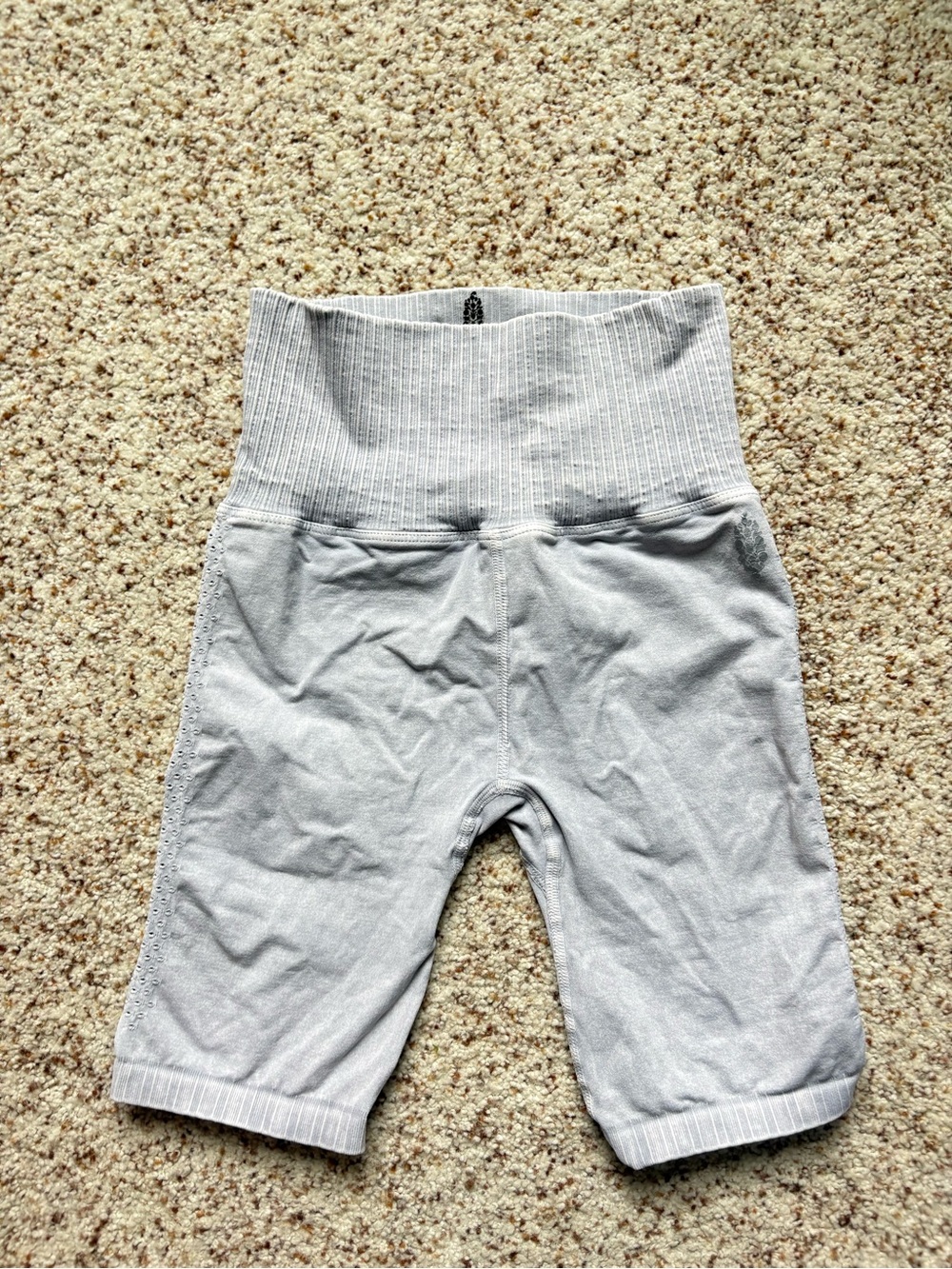 Free People Light Gray Ribbed High-Waist Bike Shorts